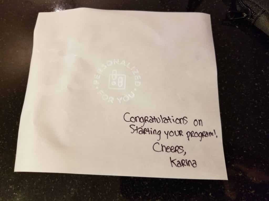 Persona Nutrtition Welcome Letter