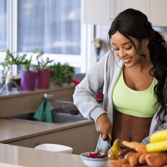 Women incorporating good nutrition and exercise in addiction recovery